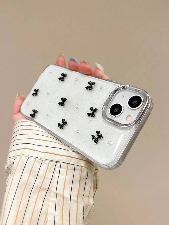 Black Bow Transparent Shimmery Case