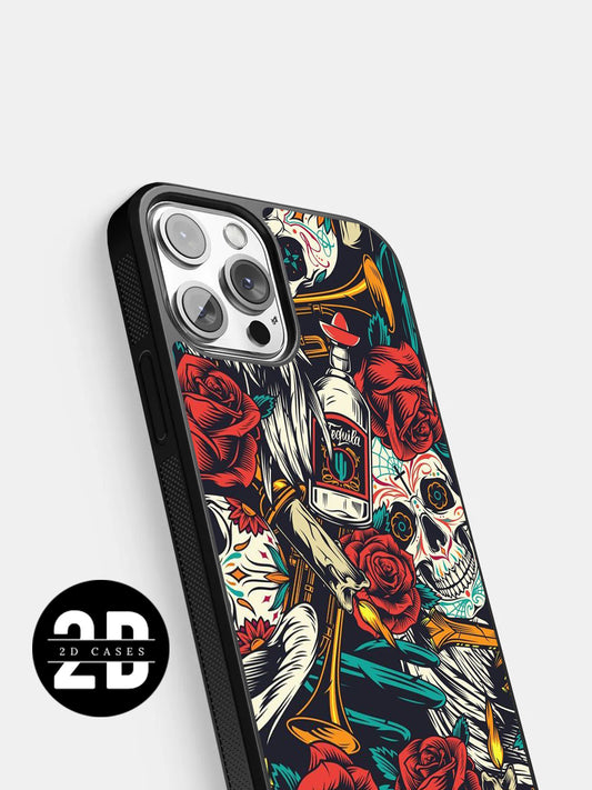 Skull with Rose Print 2D Case