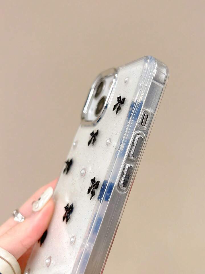 Black Bow Transparent Shimmery Case