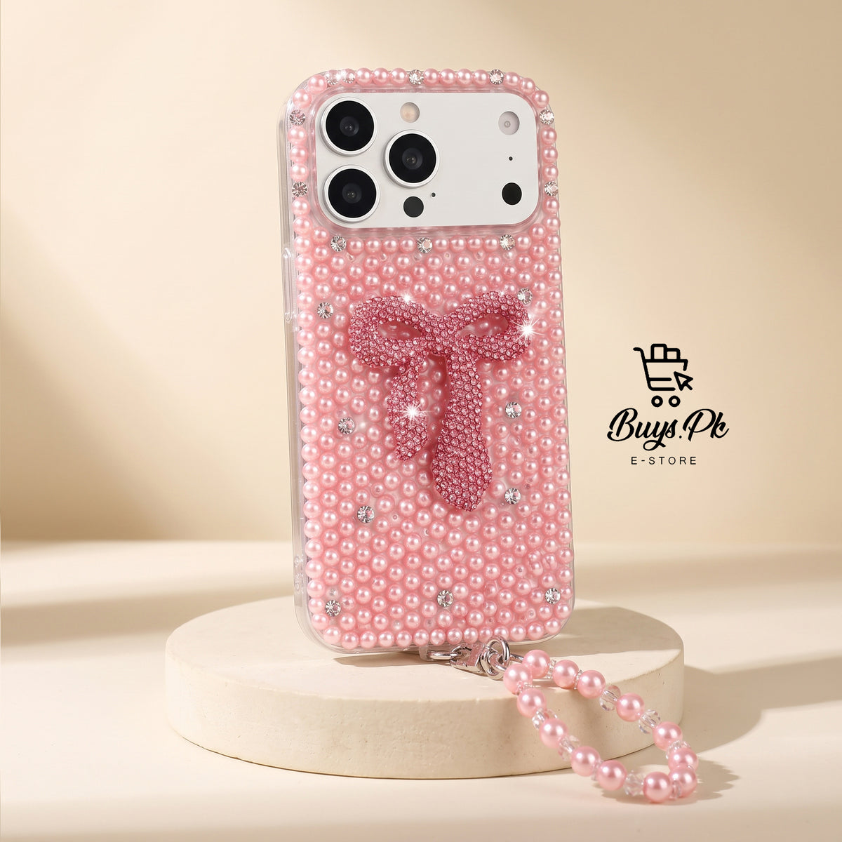 Pearl Desing Case with Diamond Bow with Charm