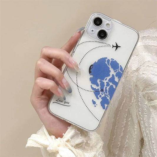 HeartMap With Plane Semi Transparent Printed Cases