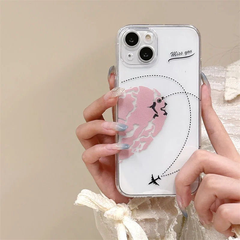 HeartMap With Plane Semi Transparent Printed Cases