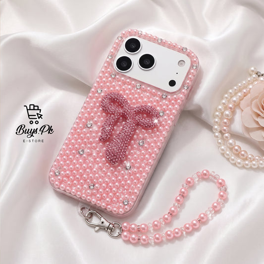 Pearl Desing Case with Diamond Bow with Charm