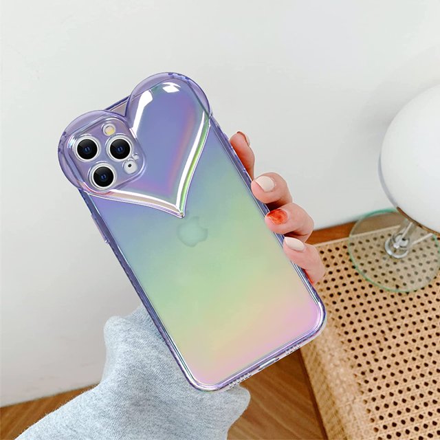 Heart Holographaic Case Soft Jelly Case