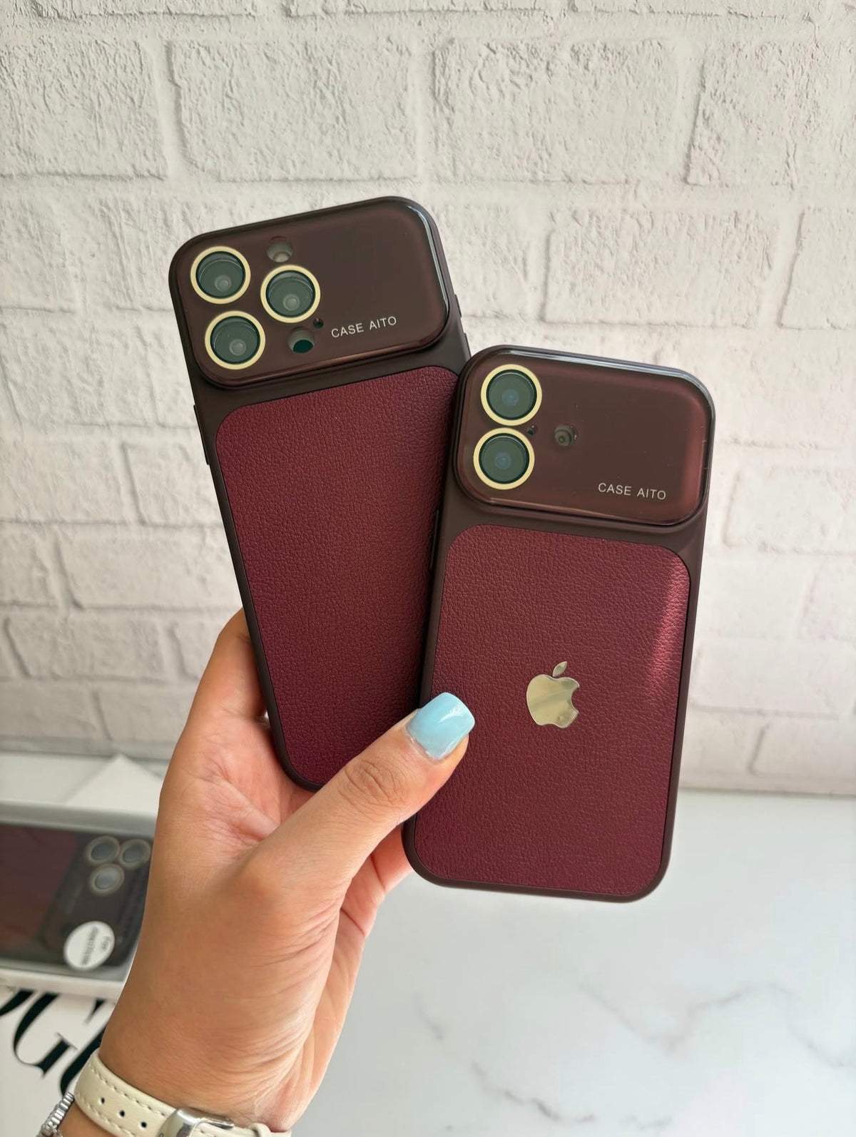 Original Rich Dark Cherry Leather Texture Premium Case