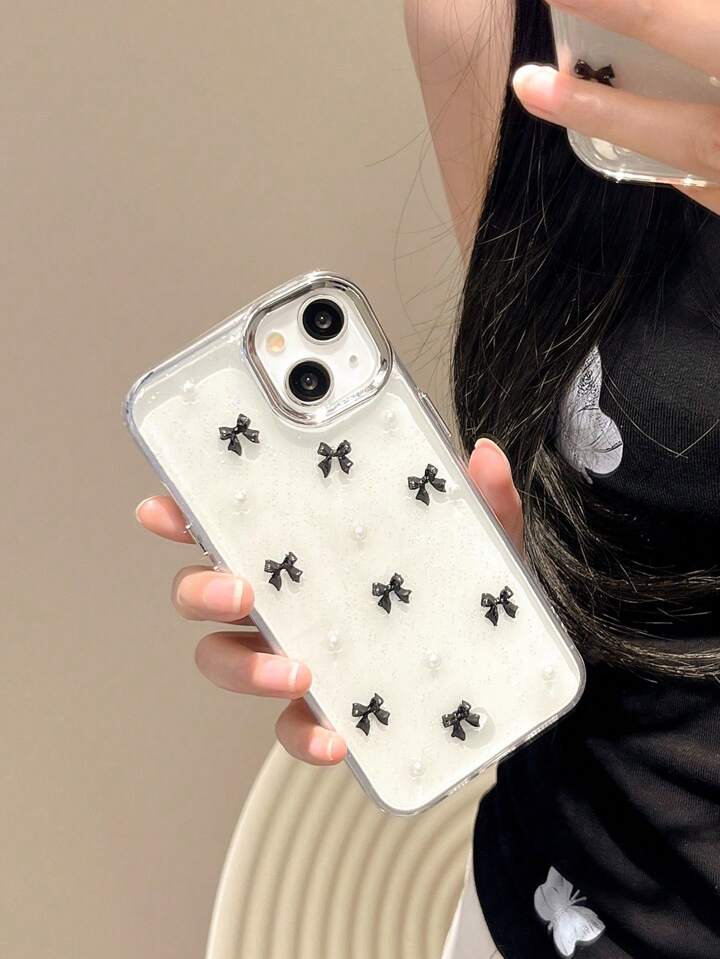 Black Bow Transparent Shimmery Case
