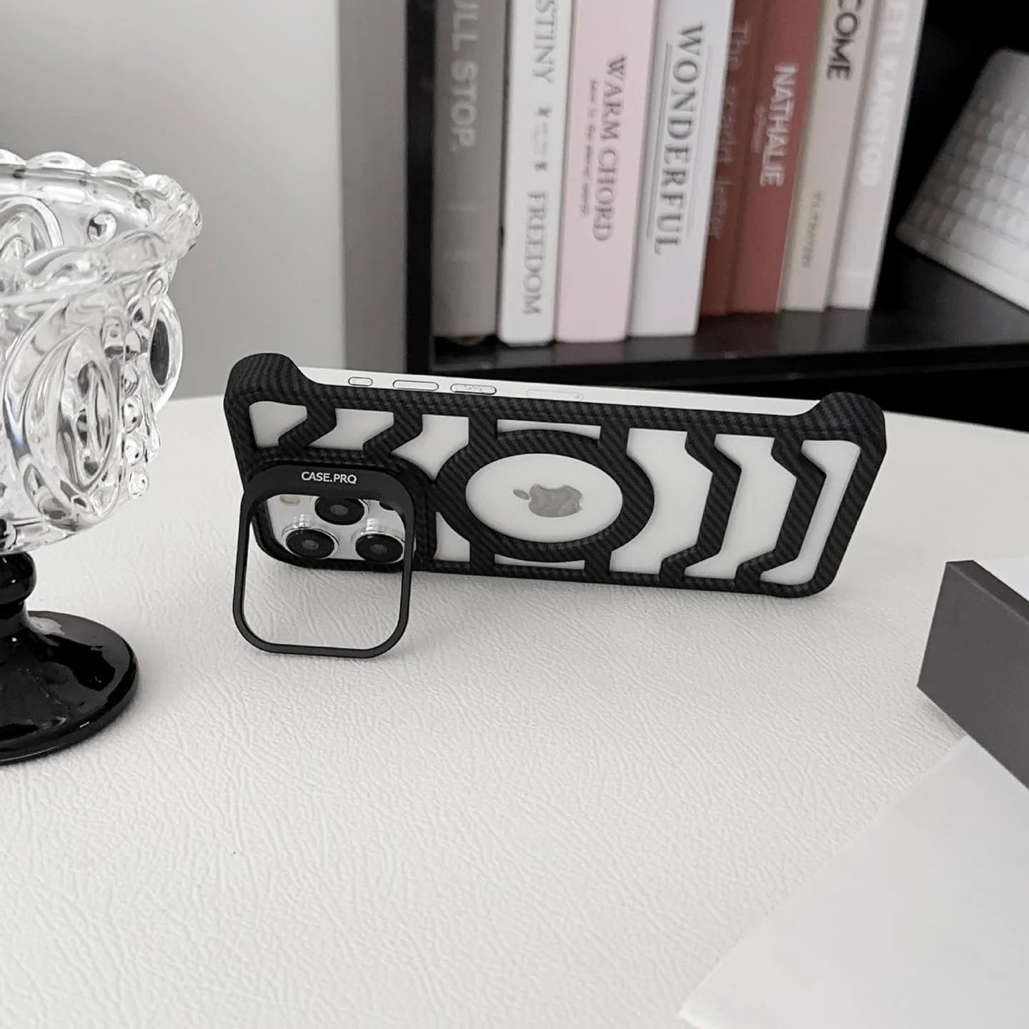 Bazel Less Carbon Fiber Magsafe Case With Metal Kickstand