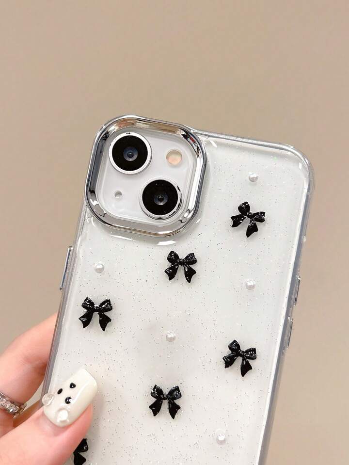 Black Bow Transparent Shimmery Case