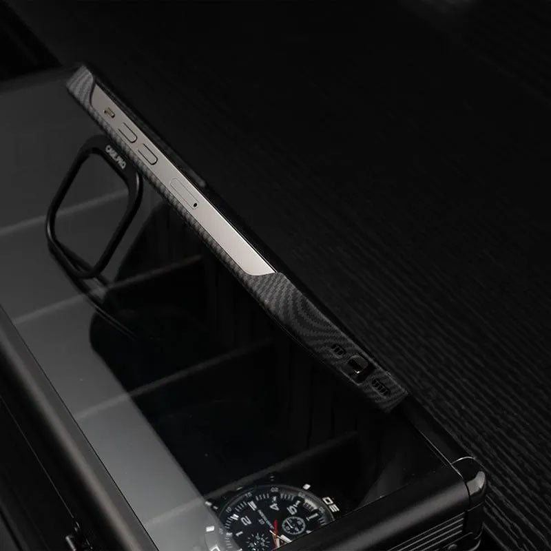 Bazel Less Carbon Fiber Magsafe Case With Metal Kickstand