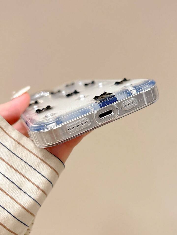 Black Bow Transparent Shimmery Case