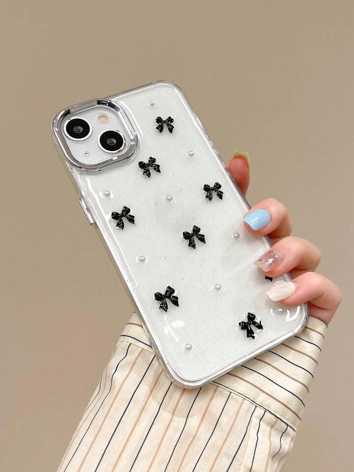 Black Bow Transparent Shimmery Case
