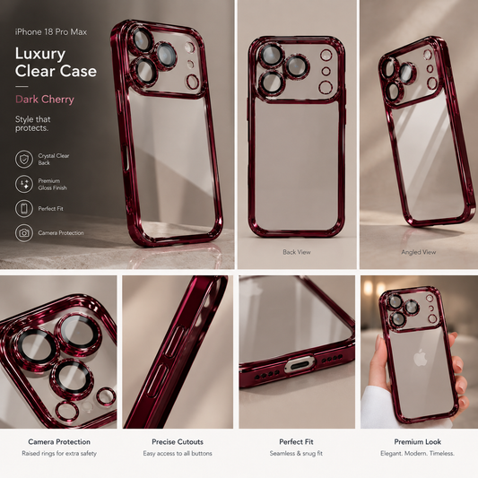 Electroplated Crystal Clear Dark Cherry 18 Pro / 18 Pro Max