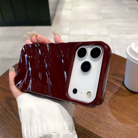 Cherry Burgundy Waves Phone Case Iphone 11 to 17 Pro Max