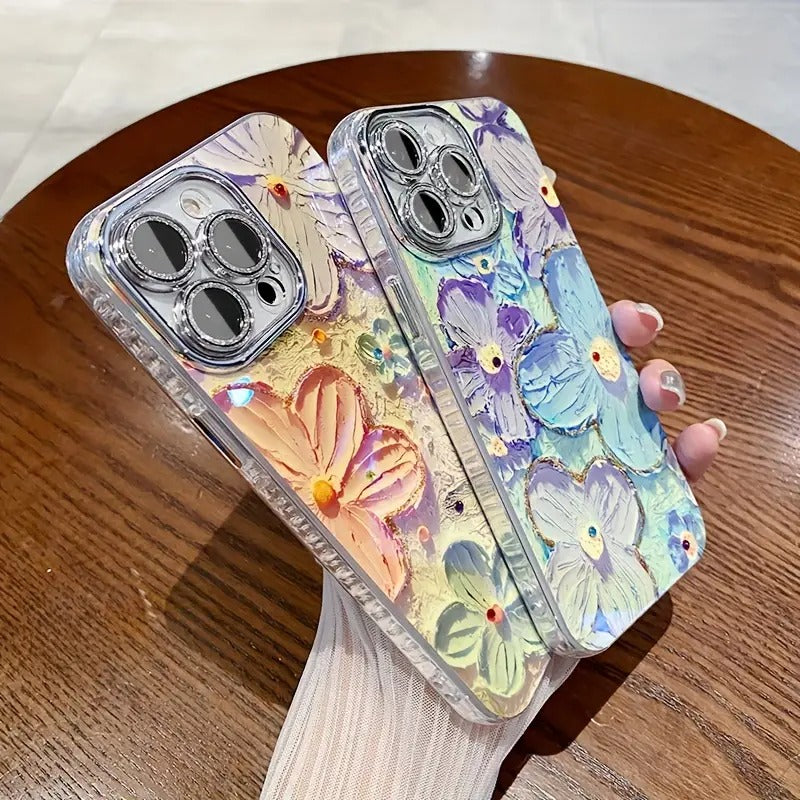 Blooms Floral iPhone Case w/ Crystal Lens Protector