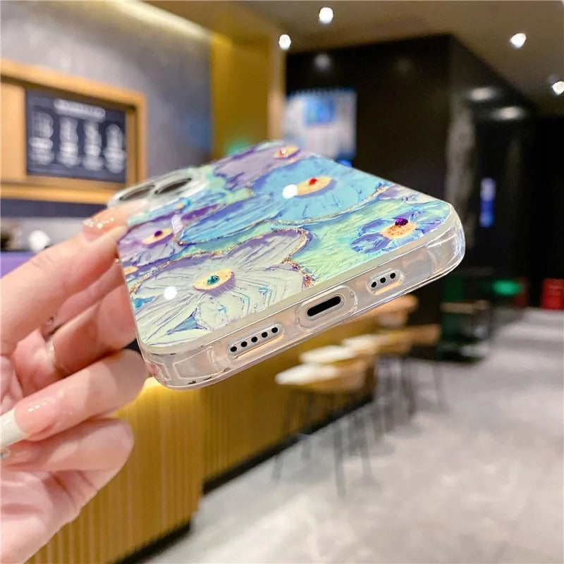 Blooms Floral iPhone Case w/ Crystal Lens Protector