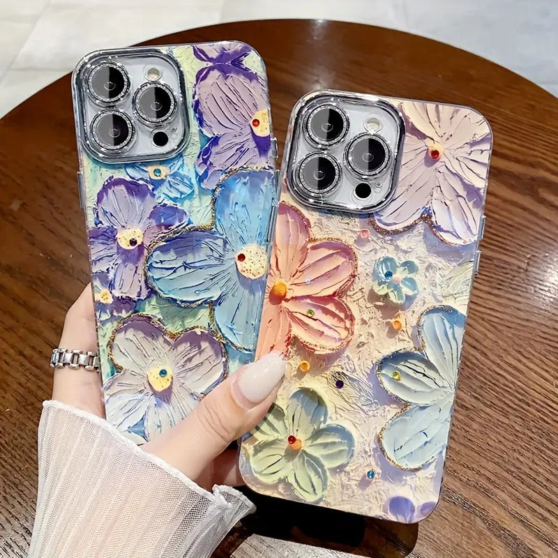 Blooms Floral iPhone Case w/ Crystal Lens Protector