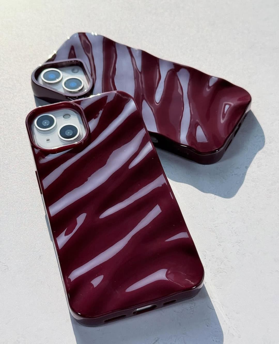 Cherry Burgundy Waves Phone Case Iphone 11 to 18 Pro Max