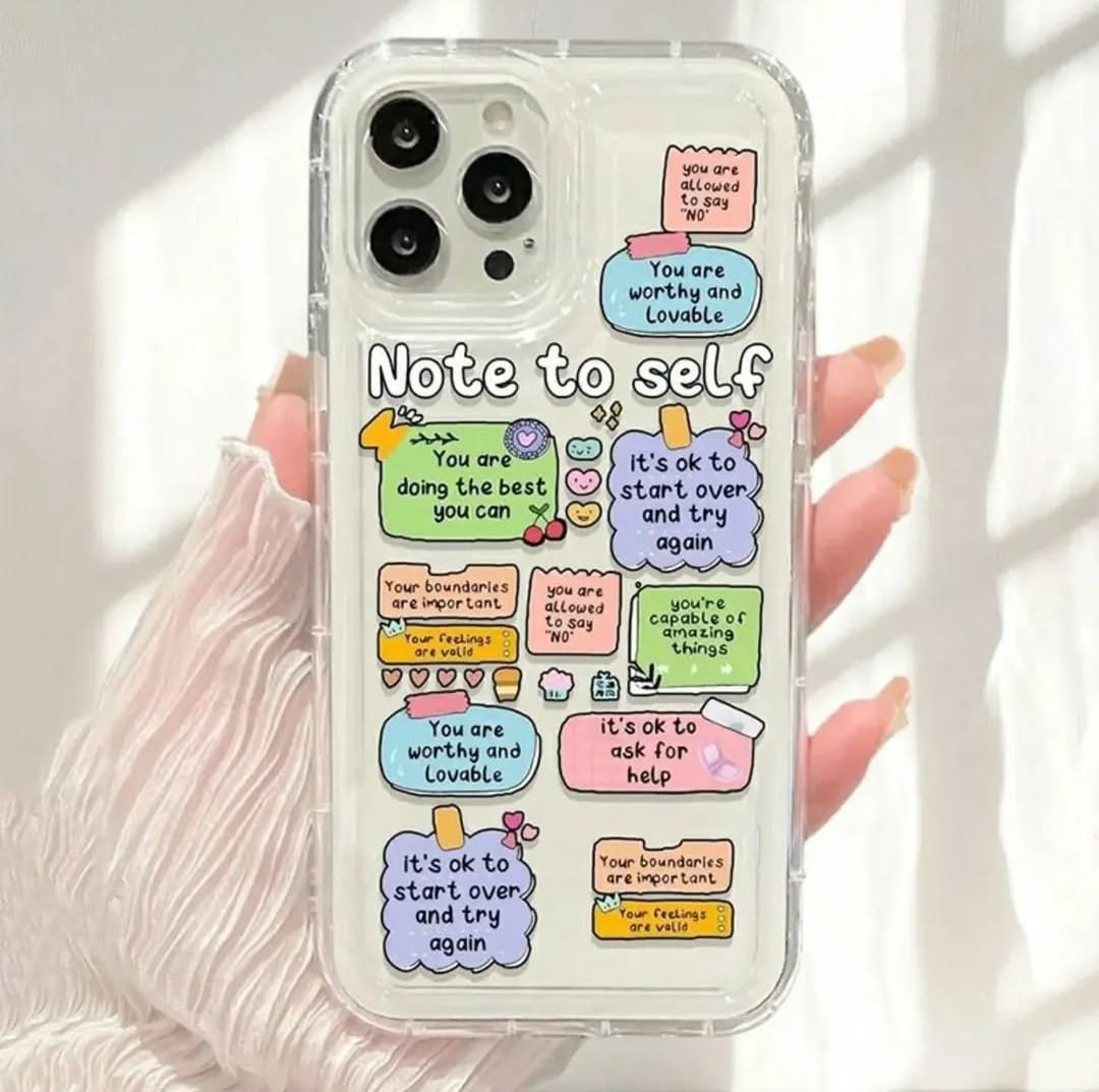 Note to Self Transparent Printed Phone Case