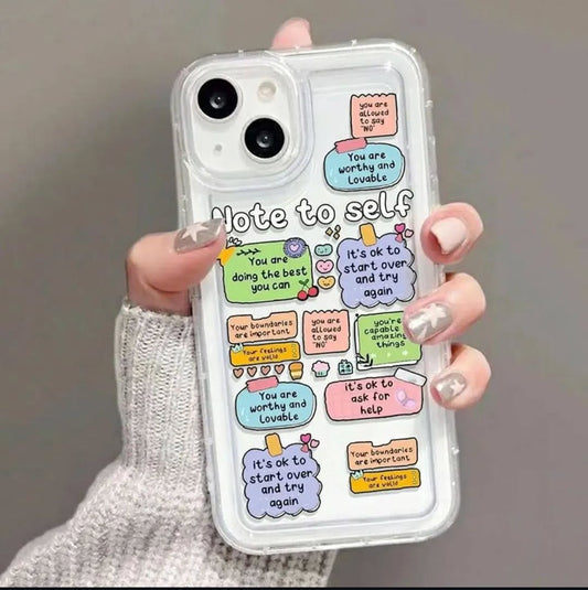 Note to Self Transparent Printed Phone Case