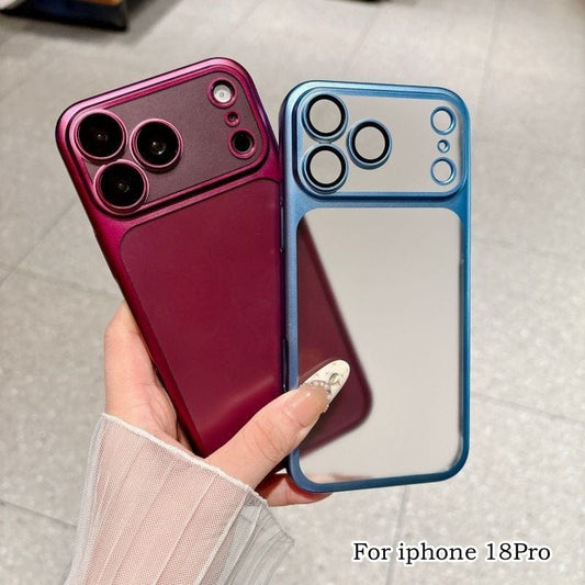 Luxury Frosted Translucent PC Phone Case Plating Frame Lens Film Protection 18 Series