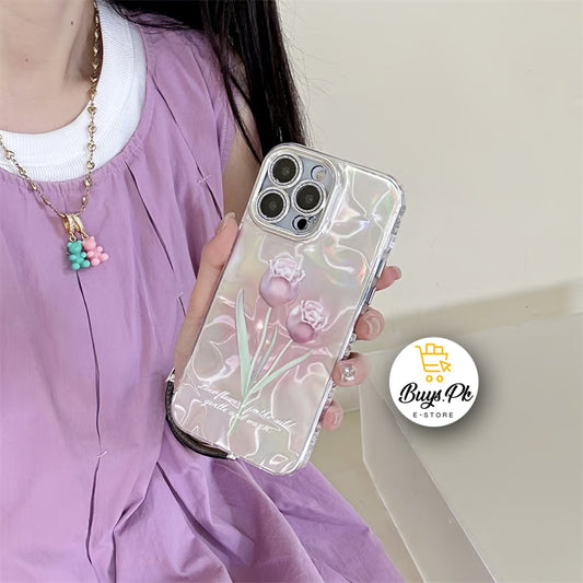 (Sale Product) Gradient Floral iPhone Case w/ Crystal Lens Protector