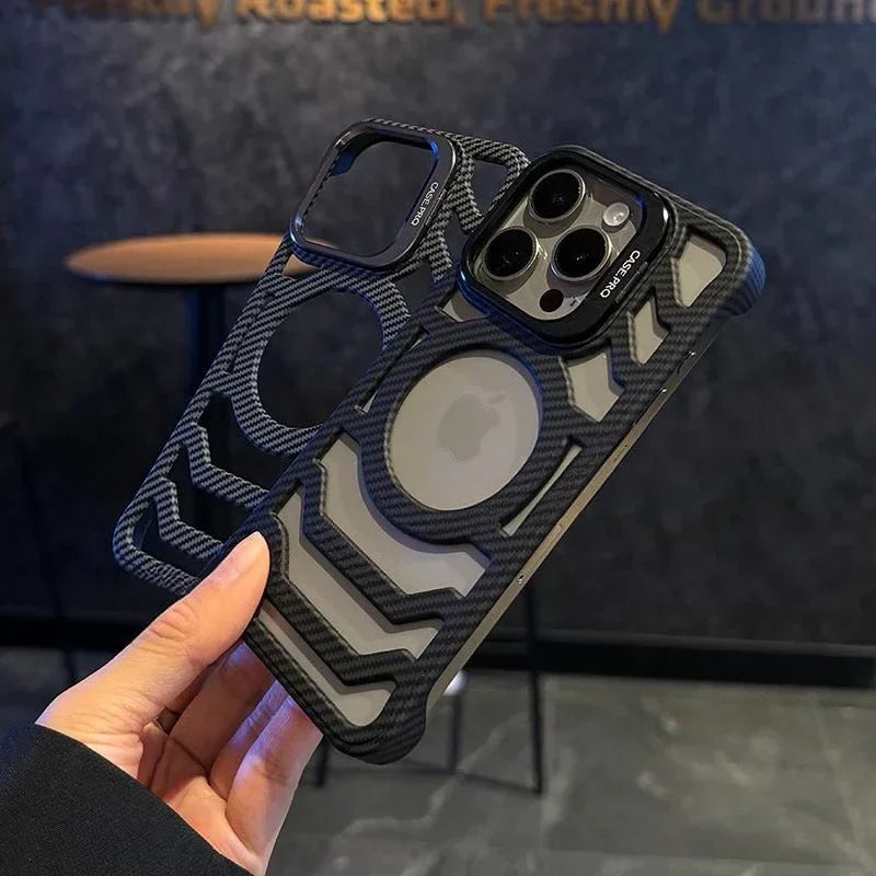Bazel Less Carbon Fiber Magsafe Case With Metal Kickstand