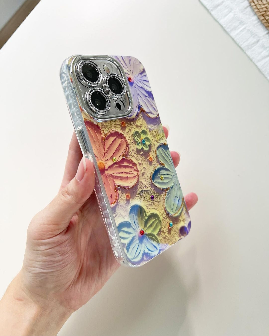 Blooms Floral iPhone Case w/ Crystal Lens Protector
