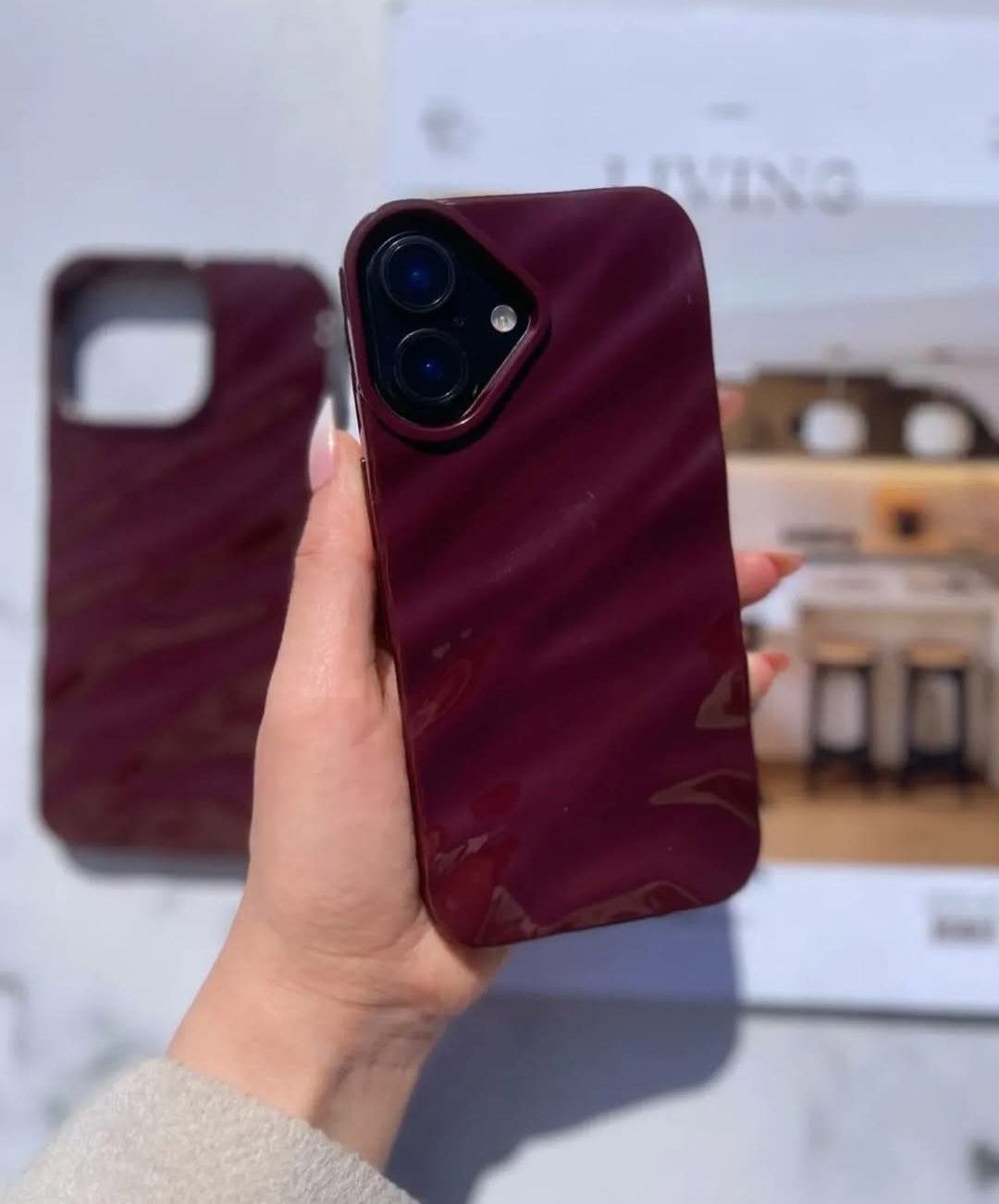 Cherry Burgundy Waves Phone Case Iphone 11 to 18 Pro Max