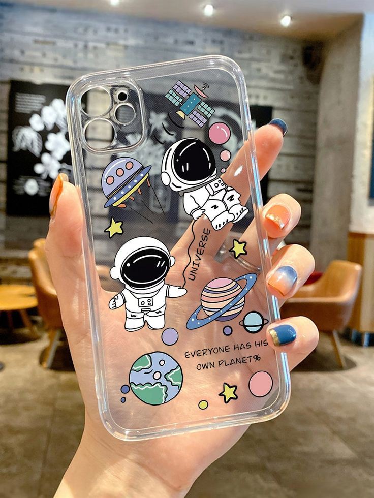 Astronaut Cute Transparent Printed Phone Case