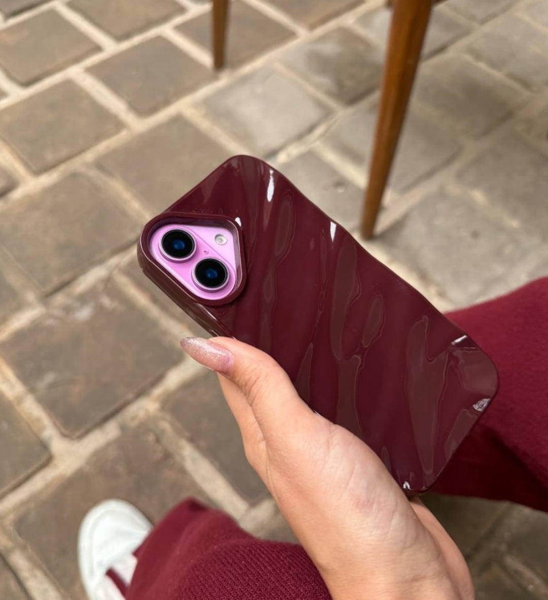 Cherry Burgundy Waves Phone Case Iphone 11 to 18 Pro Max