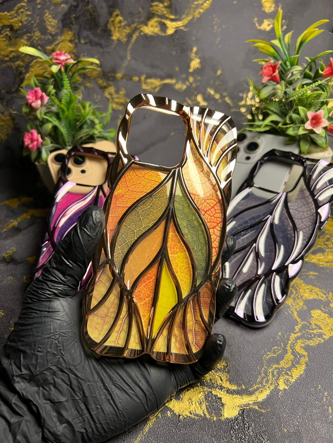 Luxury Geometric Leaf Case