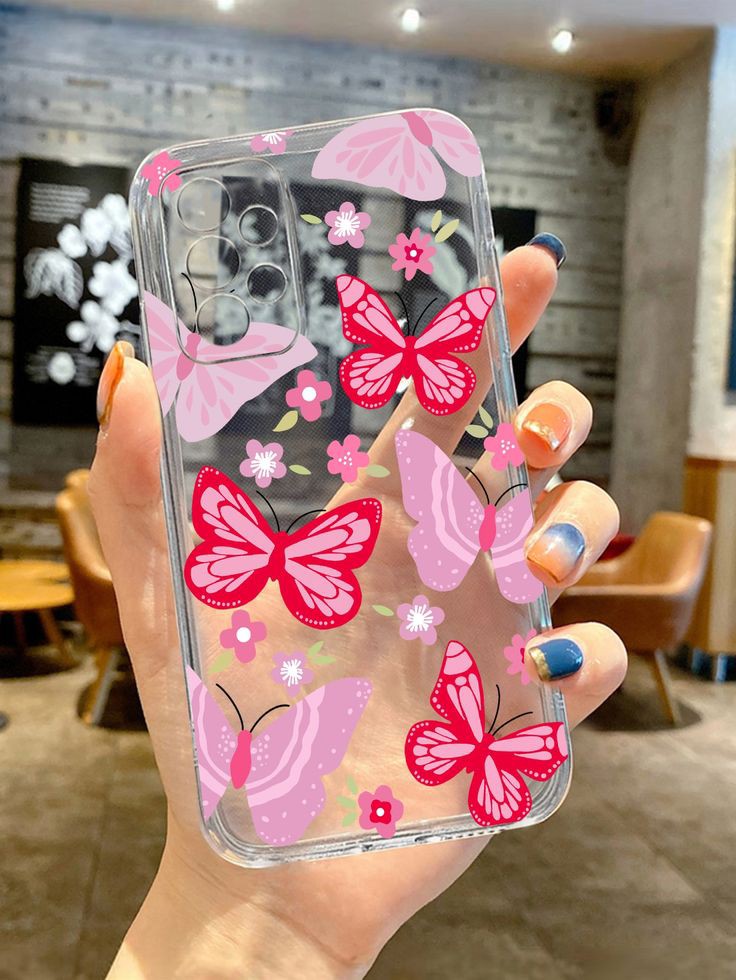 Pinkish Butterfly Transparent Printed Phone Case
