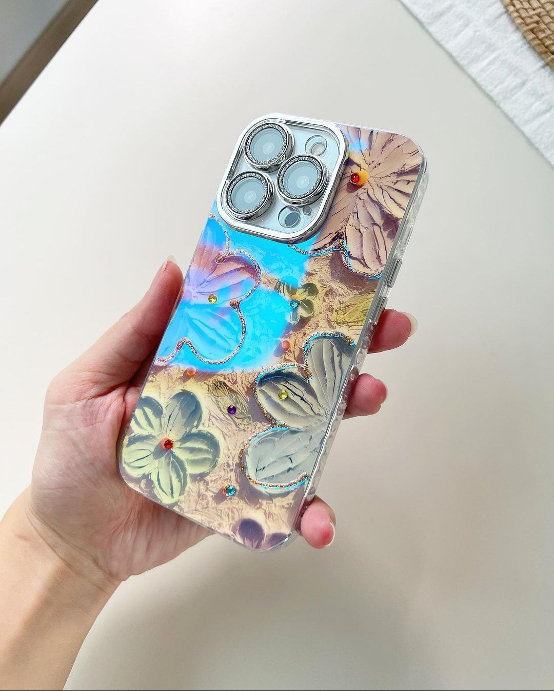 Blooms Floral iPhone Case w/ Crystal Lens Protector