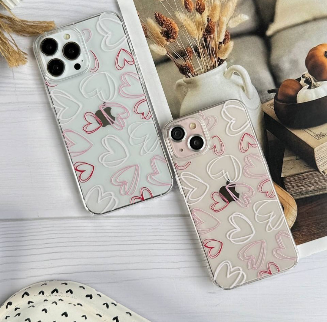 Hearts Transparent Printed Phone Case