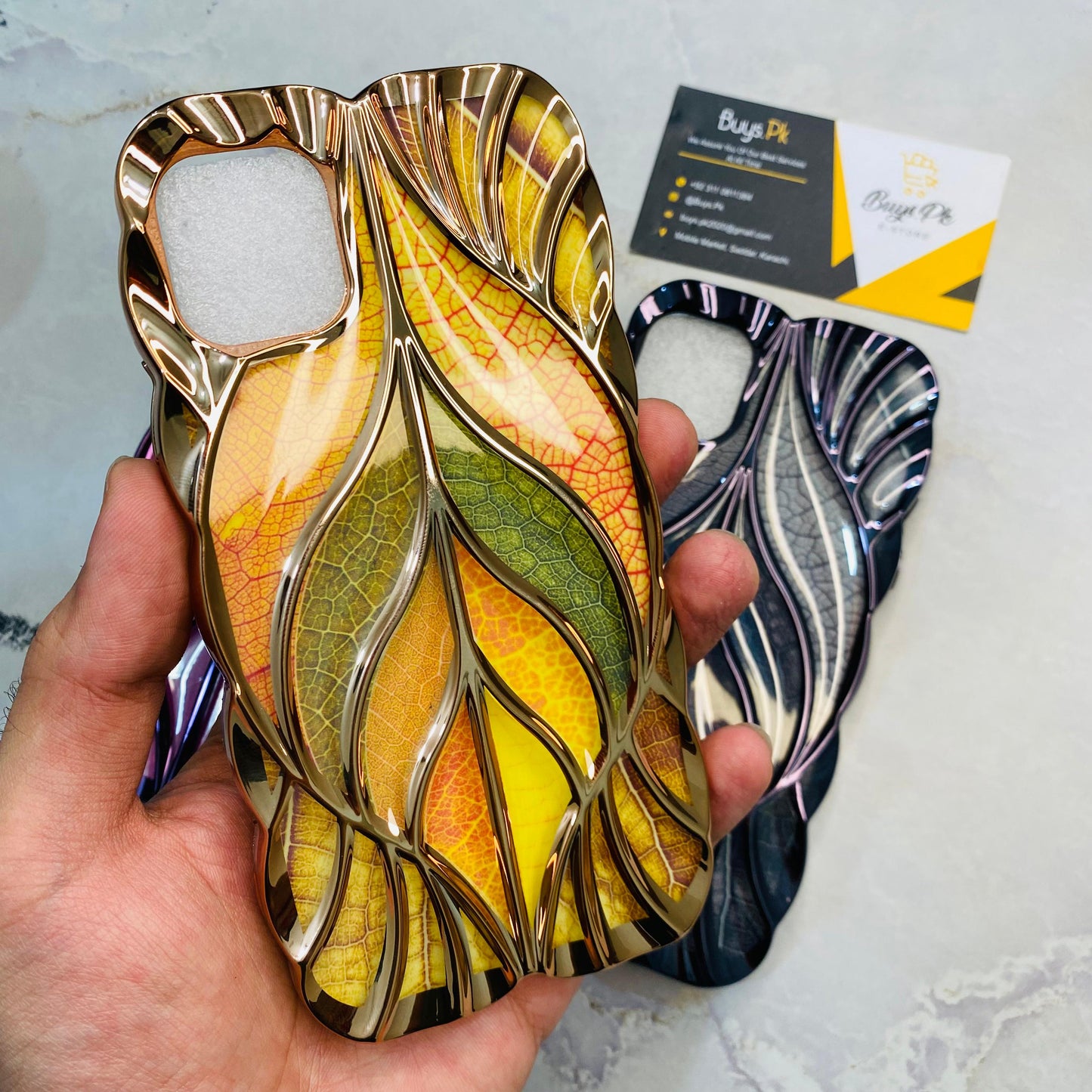 Luxury Geometric Leaf Case