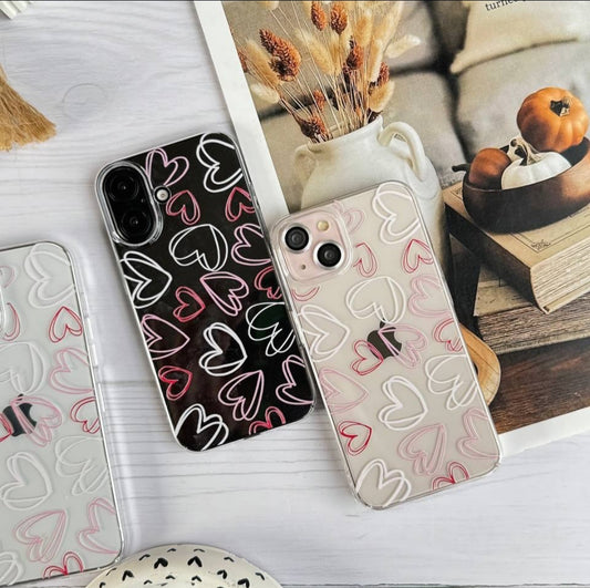 Hearts Transparent Printed Phone Case