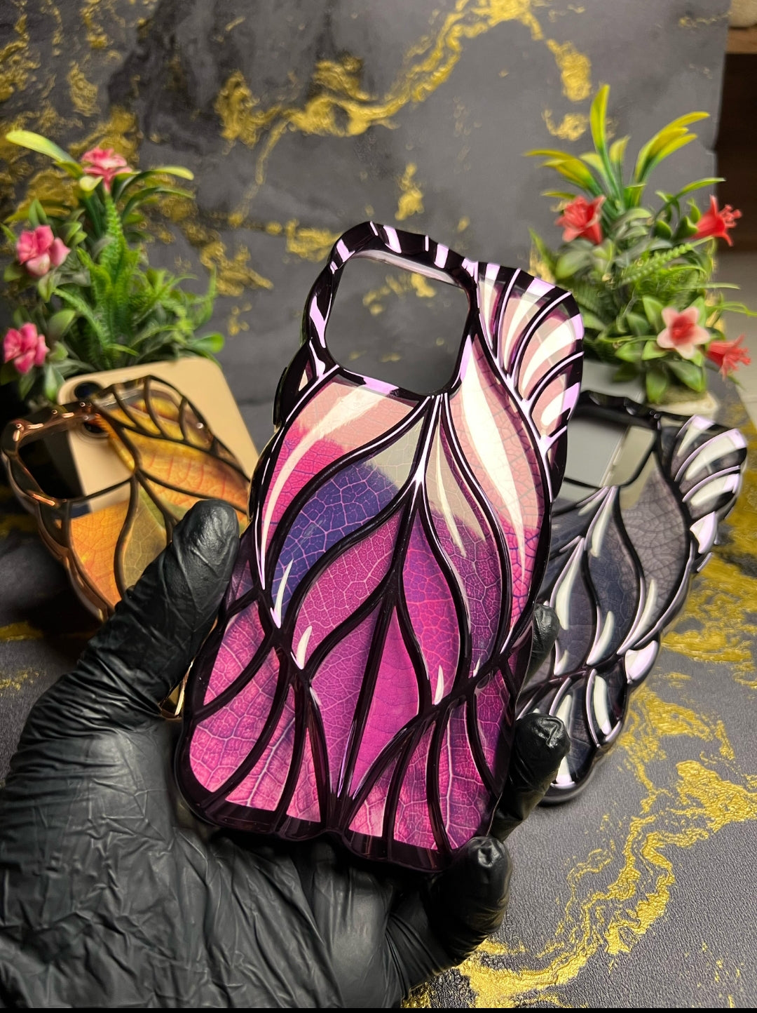 Luxury Geometric Leaf Case
