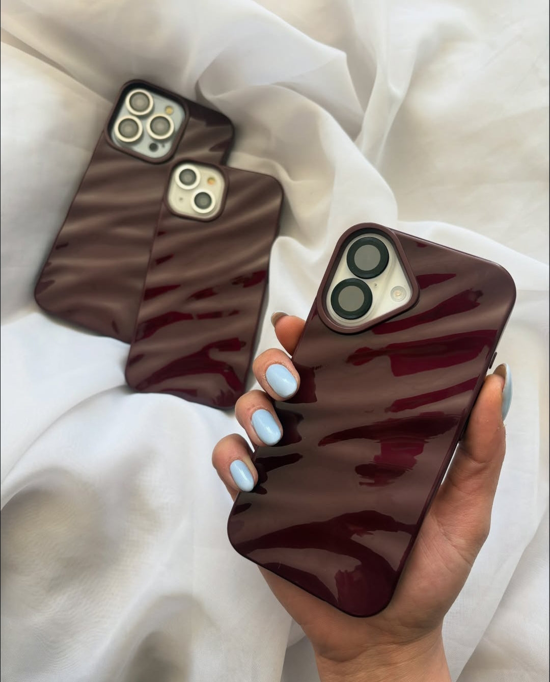 Cherry Burgundy Waves Phone Case Iphone 11 to 18 Pro Max