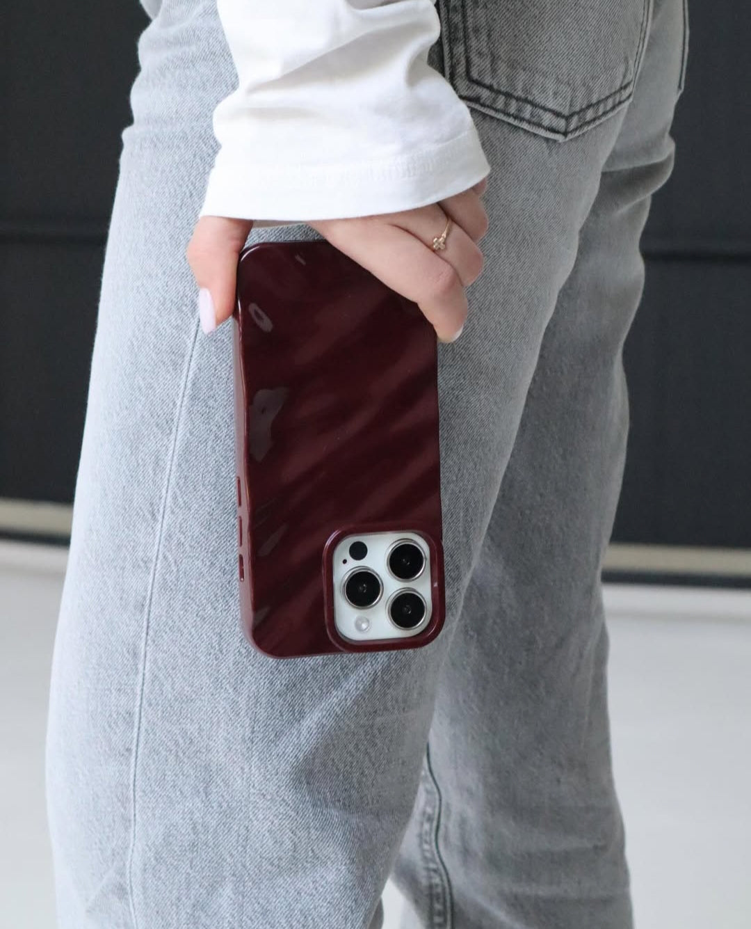 Cherry Burgundy Waves Phone Case Iphone 11 to 18 Pro Max