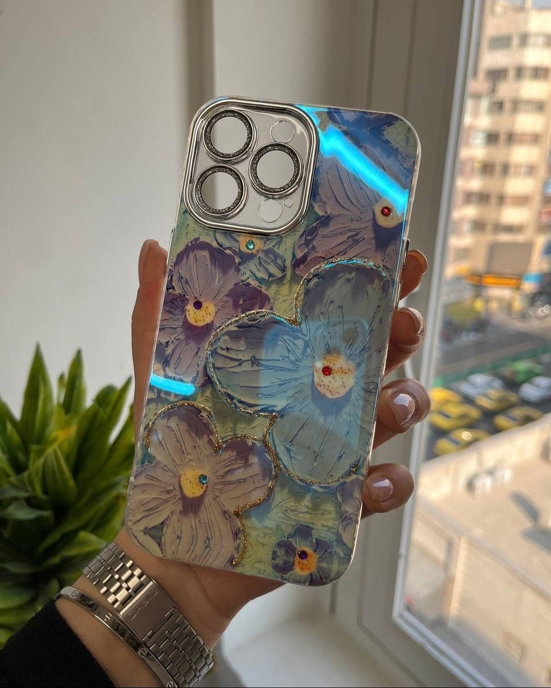 Blooms Floral iPhone Case w/ Crystal Lens Protector