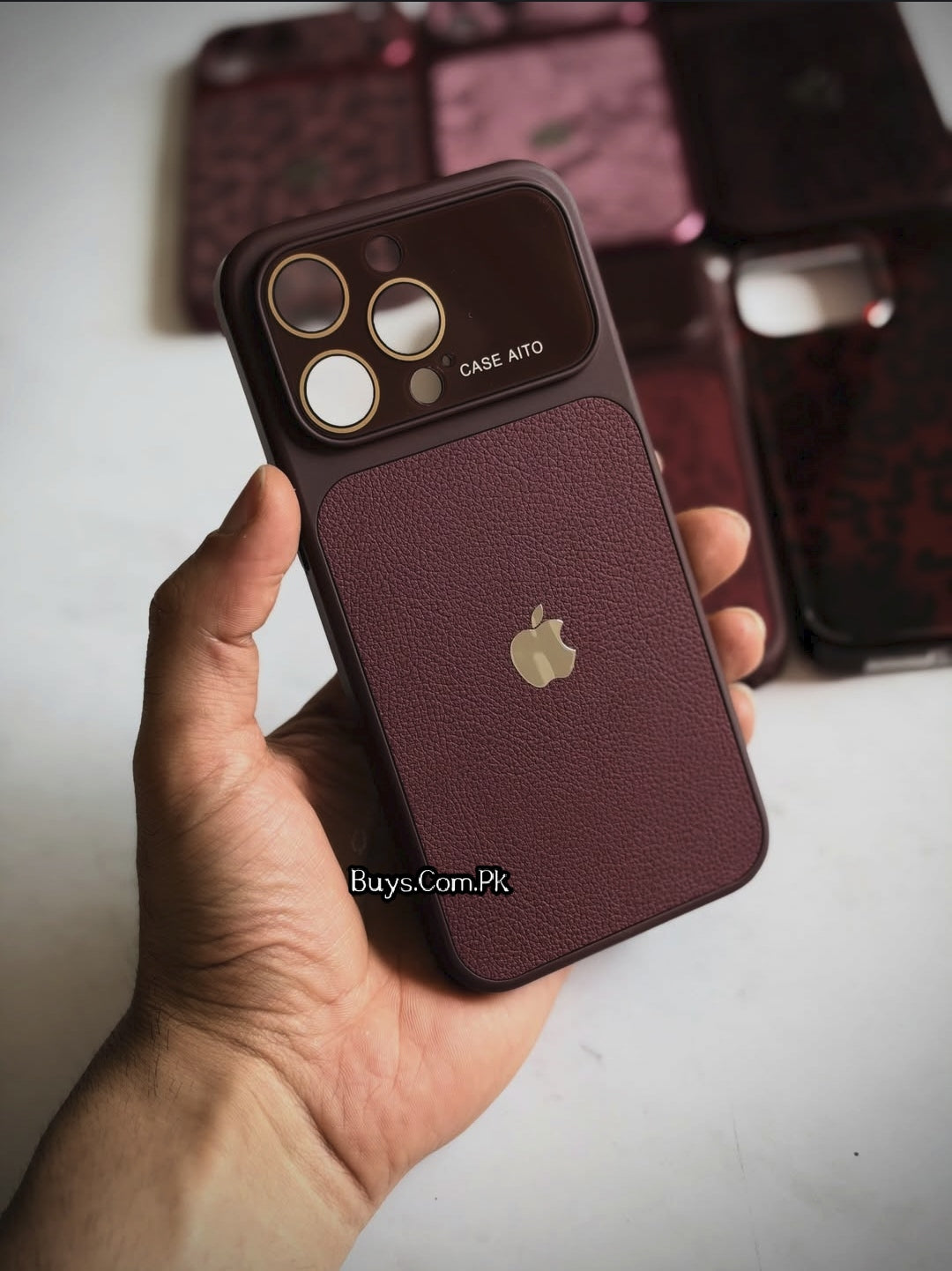 Original Rich Dark Cherry Leather Texture Premium Case