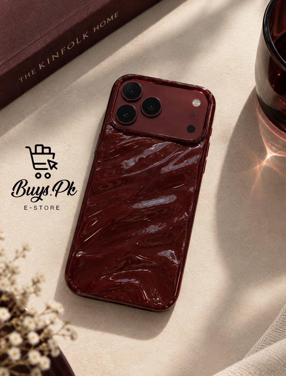 Cherry Burgundy Waves Phone Case Iphone 11 to 18 Pro Max