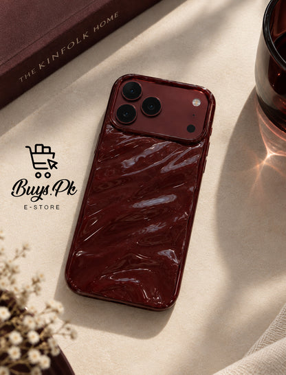 Cherry Burgundy Waves Phone Case Iphone 11 to 18 Pro Max