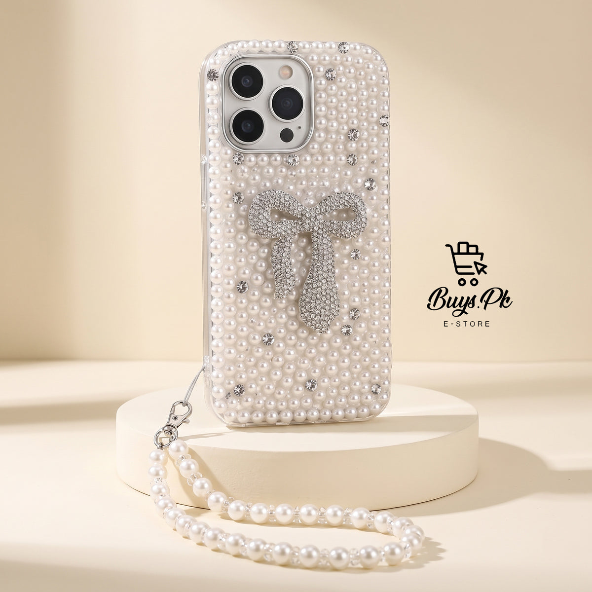 Pearl Desing Case with Diamond Bow with Charm