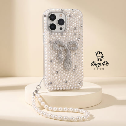 Pearl Desing Case with Diamond Bow with Charm