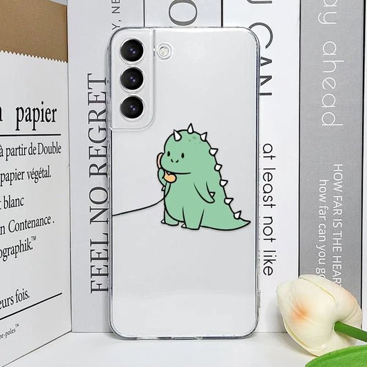 Cute Dinos Calling Semi Transparent Printed Cases