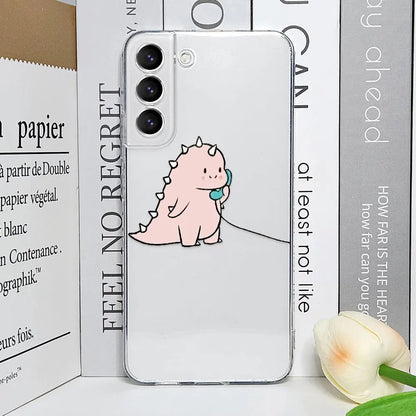 Cute Dinos Calling Semi Transparent Printed Cases