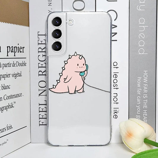 Cute Dinos Calling Semi Transparent Printed Cases