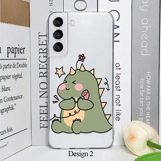 Cute Dinos Calling Semi Transparent Printed Cases