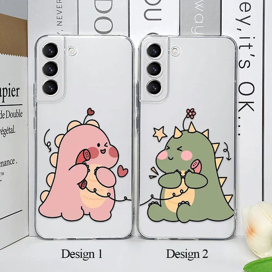 Cute Dinos Calling Semi Transparent Printed Cases